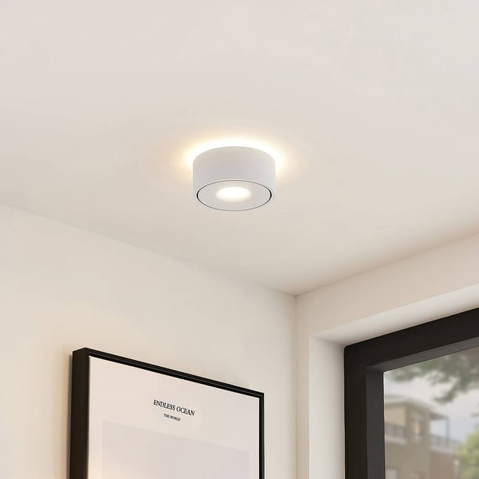 Arcchio LED plafondlamp Rotari, wit, up en down, aluminium