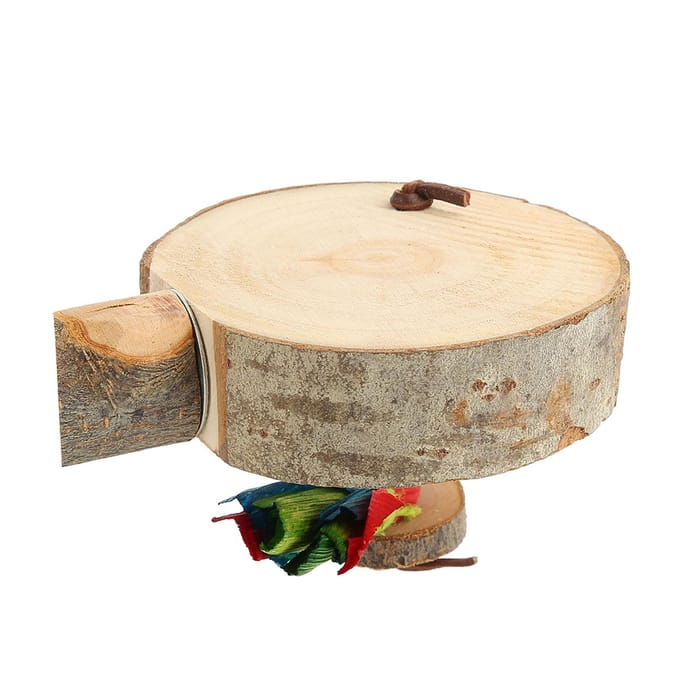 Support Rond en Bois pour Oiseau Plateforme Naturel Épais Robuste Perchoir Plateforme pour Cage d'Oiseau pour Perruche Calopsitte Perruche Ondulée Medium 31.5x15.75in beige