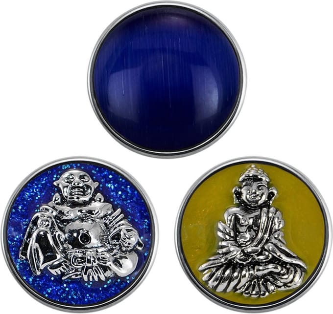 Quiges - Chunk 18mm Click Button Drukknoop Set van 3 Stuks Boeddha Regenboog - EBCMSET023