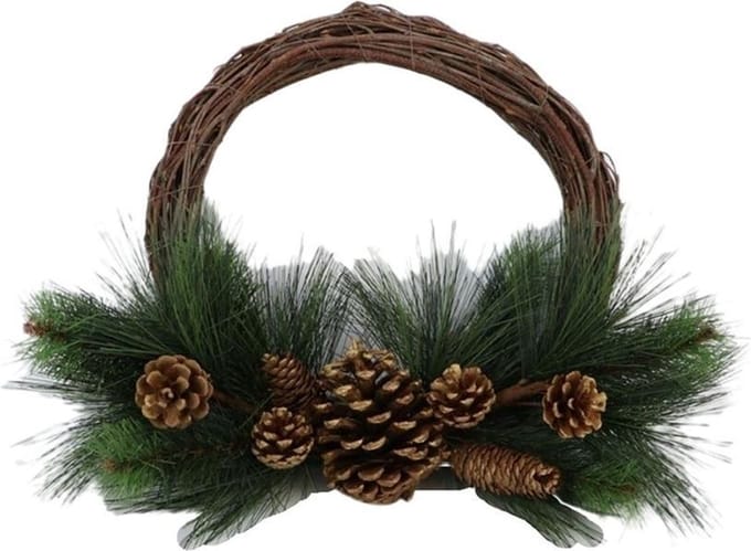 DBT Krans-Ring om op te hangen Groen-Bruin-Naturel D 36 cm