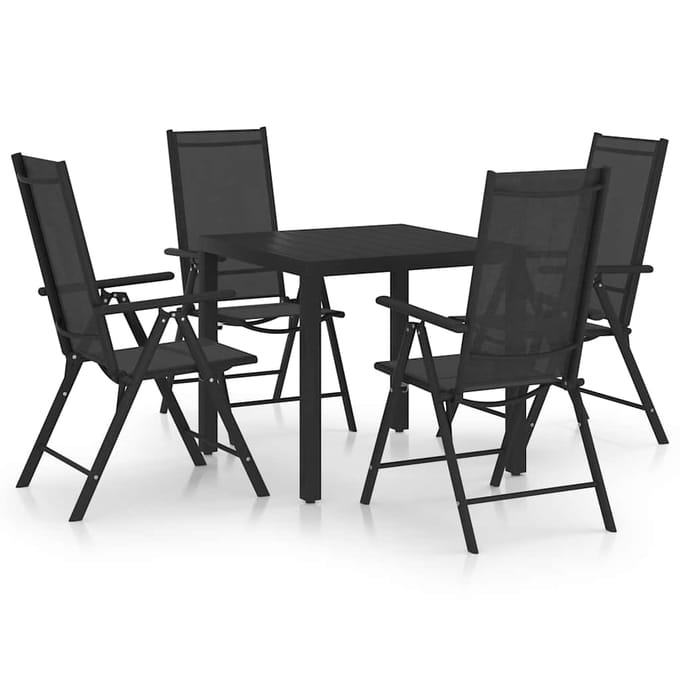 vidaXL - 5-delige - Tuinset - aluminium - zwart