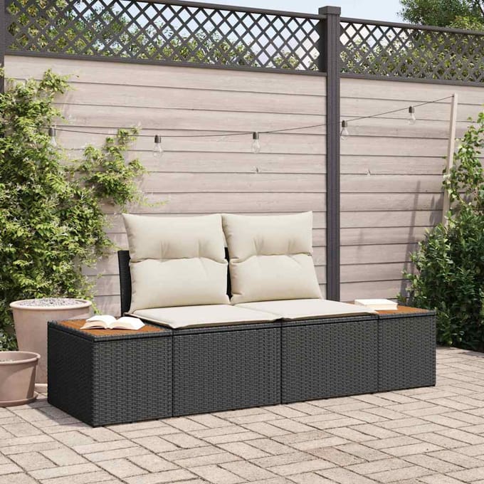 vidaXL - Tuin - Sofa - Zwart - 184 - x - 62 - x - 85cm - poly - rattan