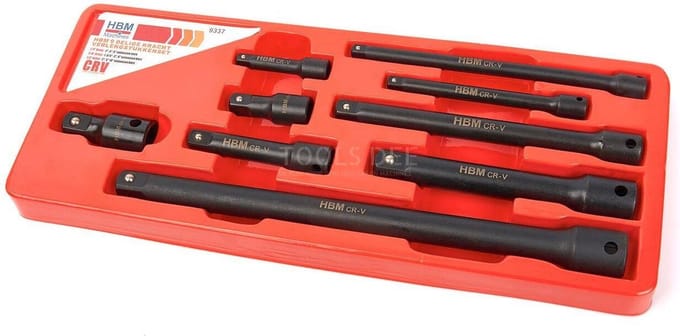 HBM 9-delige Kracht Verlengstukkenset Ratelsleutel Set