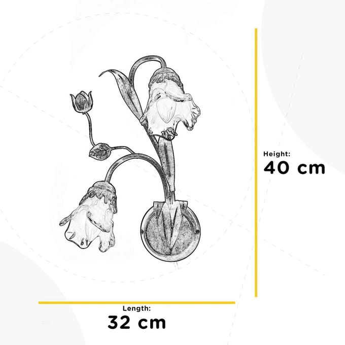 ONLI Arianna wandlamp, bronskleurig, 2-lamps, ijzer, glas