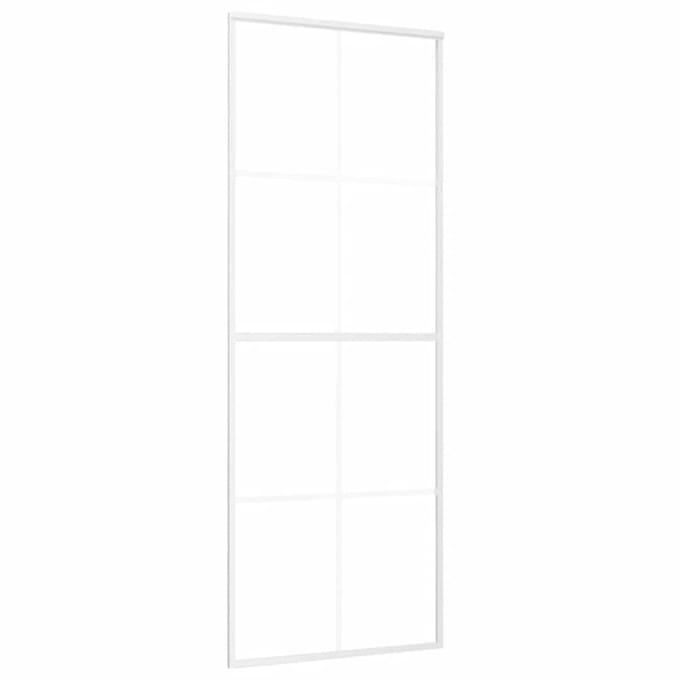 vidaXL - Schuifdeur - 76x205 - cm - ESG-glas - en - aluminium - wit