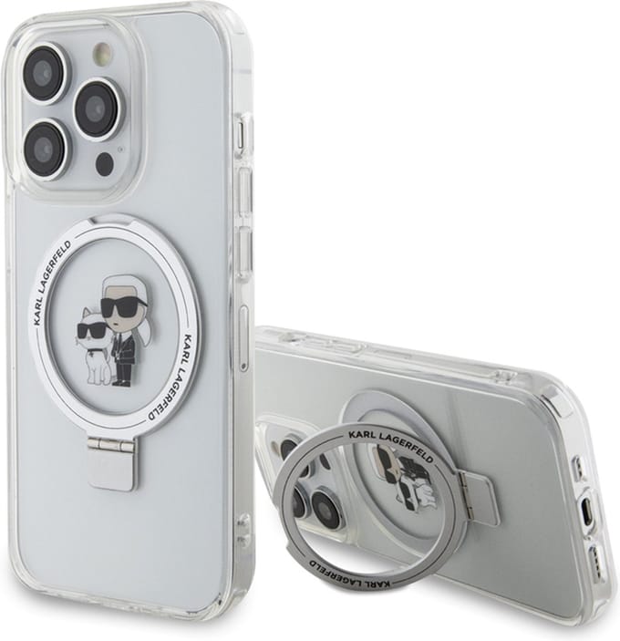 Karl Lagerfeld KLHMP15XHMRSKCH iPhone 15 Pro Max 6.7" white/white hardcase Ring Stand Karl&Choupette MagSafe