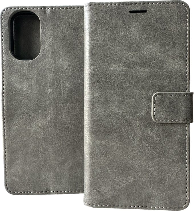 Portemonnee Bookcase Hoesje Geschikt voor: Motorola Moto E32 / E32s - Grijs