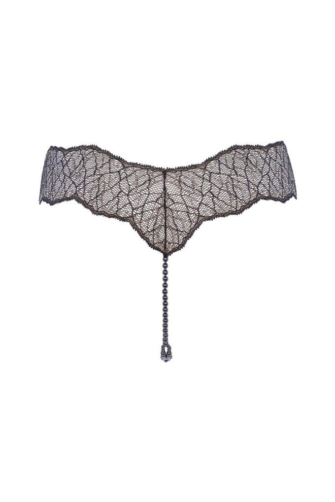 Bracli - Sydney Double Pearl String Schwarz - Luxus Dessous Größe S