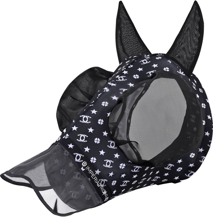 Imperial Riding - Vliegenmasker met Neus - IRHTrail ride - Black AOP - Maat Full