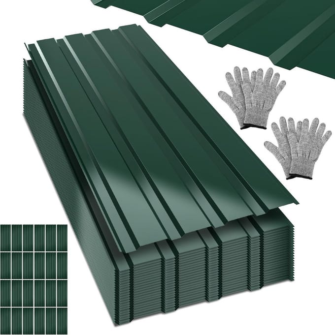 24 Stuks Dunne Stalen Dakplaten Trapeze Golfplaat 7 m² Dakbedekking Groen