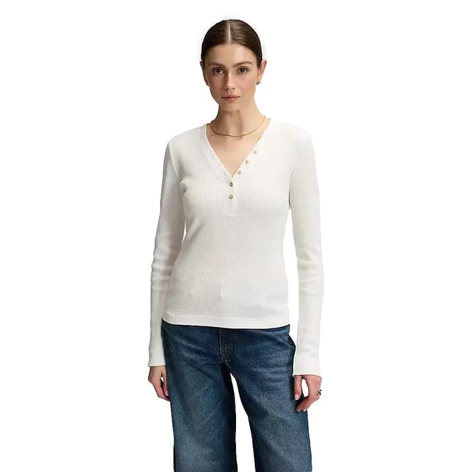 Dames-T-shirt met lange mouwen Lee Waffle Henley