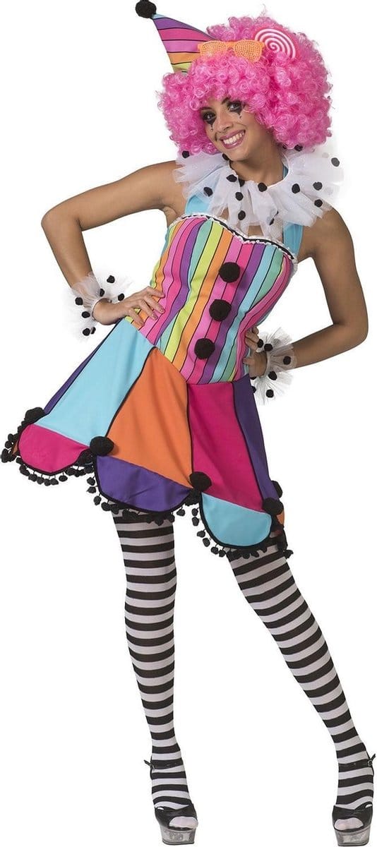 Regenboog clown jurkje Patty dames