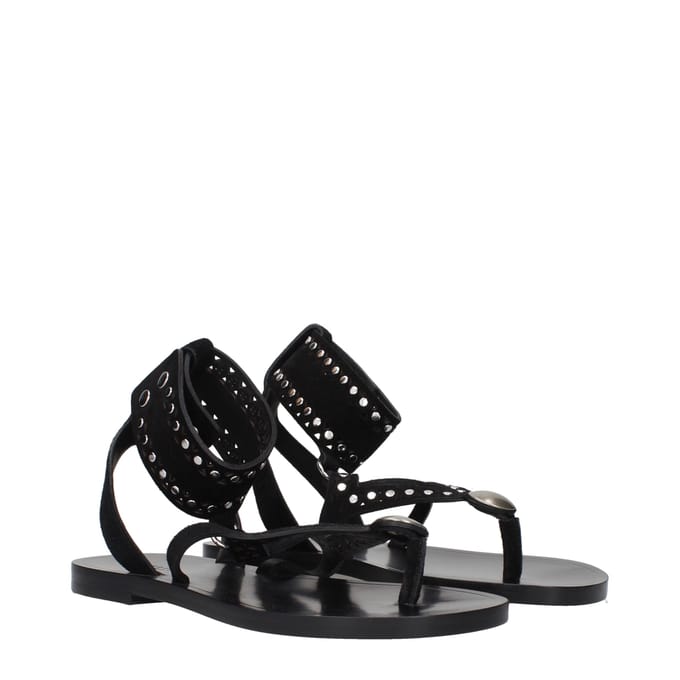 Isabel Marant Zwarte Leren Flip-Flop Sandalen