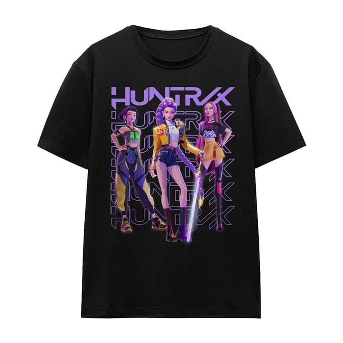 K-Pop Demon Hunters Dames/Dames Huntr/X Groep Pose T-Shirt (Zwart)