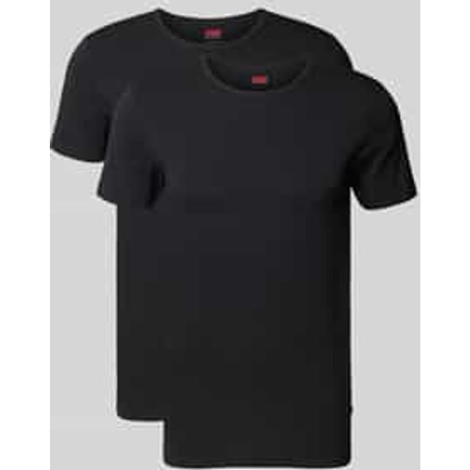 T-shirt met geribde ronde hals in een set van 2 stuks