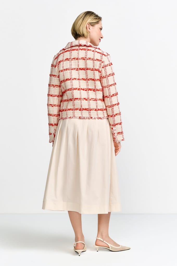 Rich & Royal Short Checked Boucle Jacket Sunset Red Taglia: 36 | Blazers Outlet | Donna | Rosso