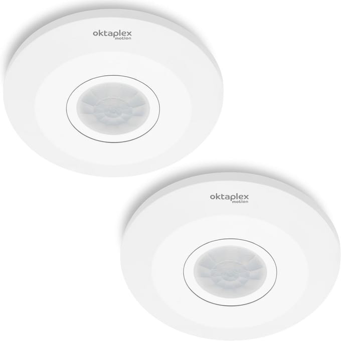 Set van 2 Binnenbewegingsmelders 360 Graden PIR Sensor 8m Bereik Plafondmontage LED