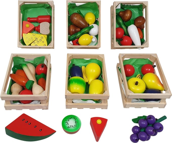 Playwood Fruit In Kratje Set Van 6