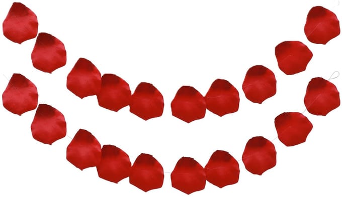 Chaks Rozenblaadjes slinger - 2x - rood - 10 bladeren - bruiloft/Valentijn - 180 cm - feest slinger