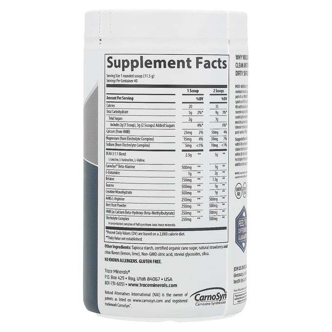 Trace, TMSPORT, Clean Post Post-Workout, Limonade à la Fraise, 1.01 lbs (460g)