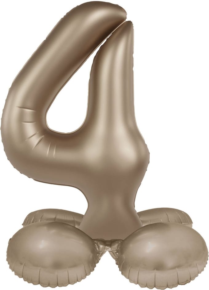 Staande Folieballon Cijfer 4 - Starlight Gold - Satin Gloss - 41 cm