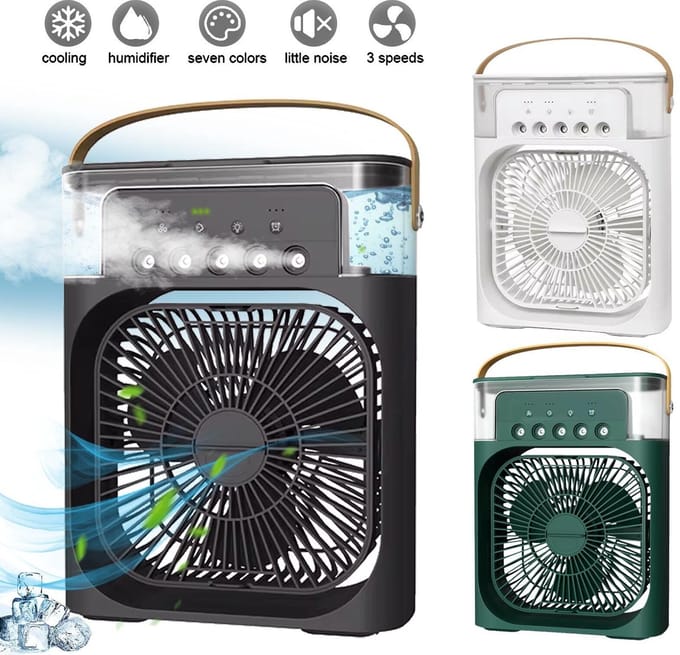 Draagbare mini-luchtkoelerventilator, airconditioner, koelventilator, luchtbevochtiger, desktop-USB-ventilator - zwart