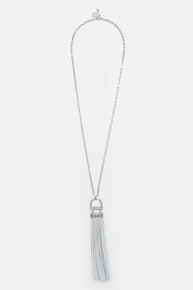 Yours Zilverkleurige Statement Langwerpige Ketting Met Kwastsize One Size