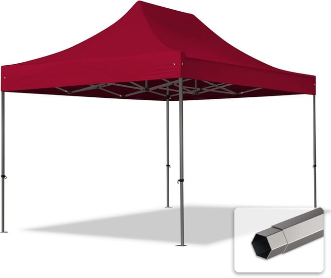 3x4,5 m Easy Up partytent Vouwpaviljoen, PREMIUM staal 40mm, rood