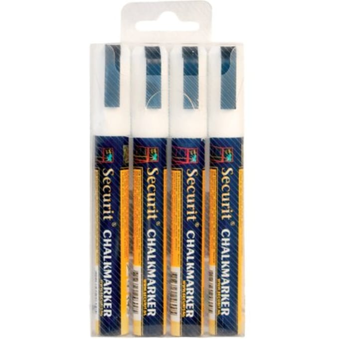 Krijtstift Securit SMA-510 schuin wit 2-6mm blister à 4 stuks