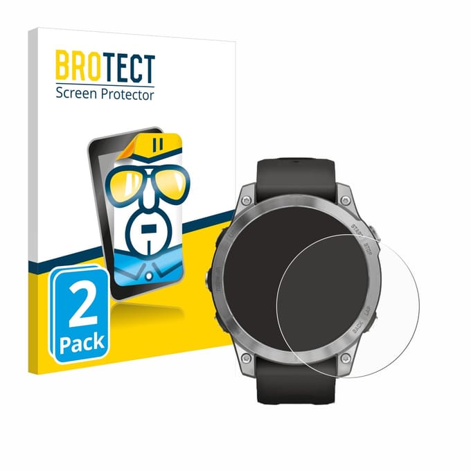 BROTECT - Screenprotector voor Garmin Fenix 7 (47 mm) - Folie Beschermfolie transparant 2 Stuks