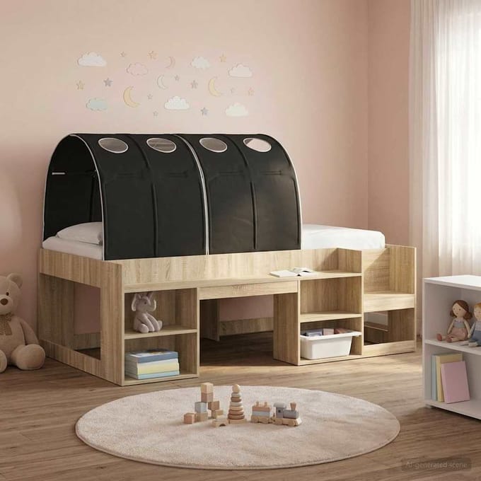 vidaXL - Bed - tunnel - 2 - st - Zwart - Polyester