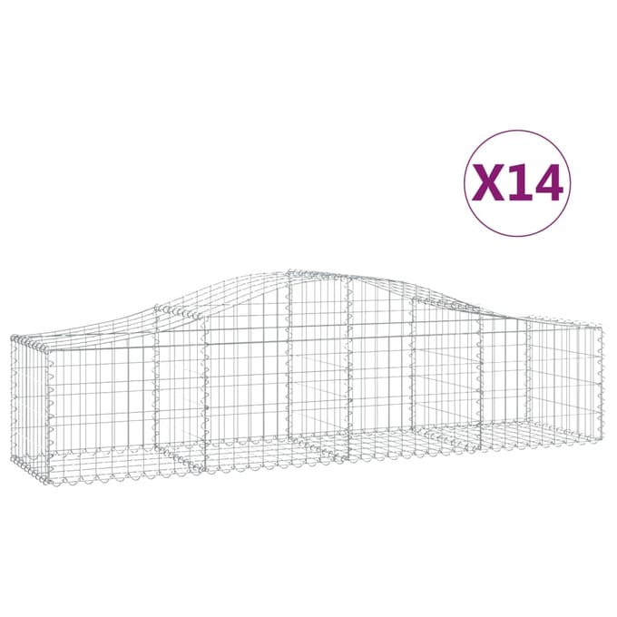 vidaXL - Schanskorven - 14 - st - gewelfd - 200x50x40/60 - cm - gegalvaniseerd - ijzer