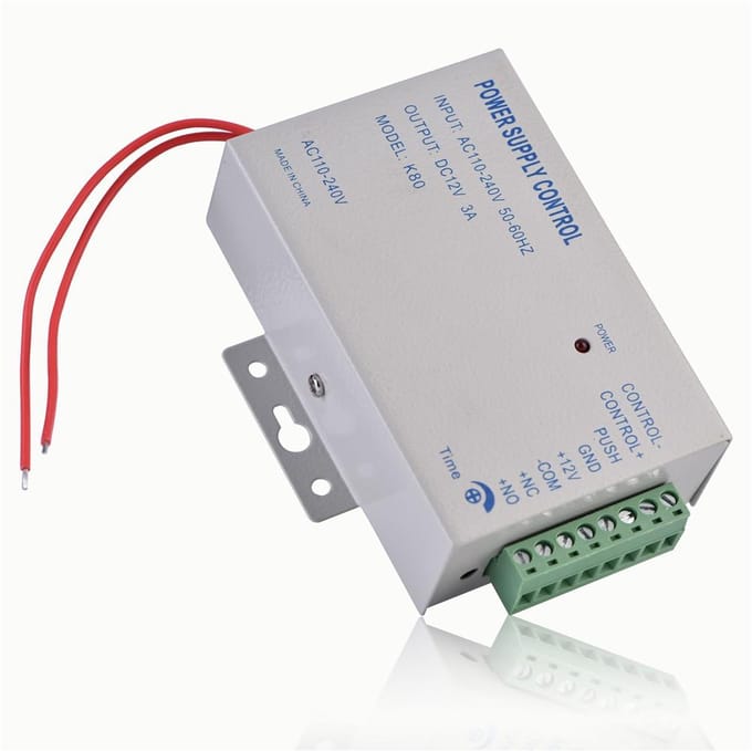 Ingang AC110V-240V Uitgang DC 12V 3A 30W Voeding Controller voor Deur Toegangscontrolesysteem gray
