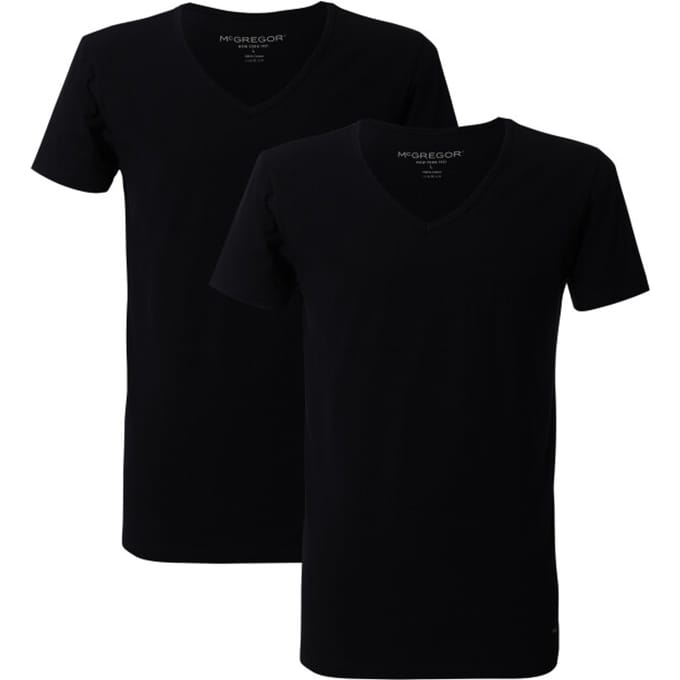 McGregor - Premium Stretch T-shirt - V-neck - 2-Pack - Zwart - S