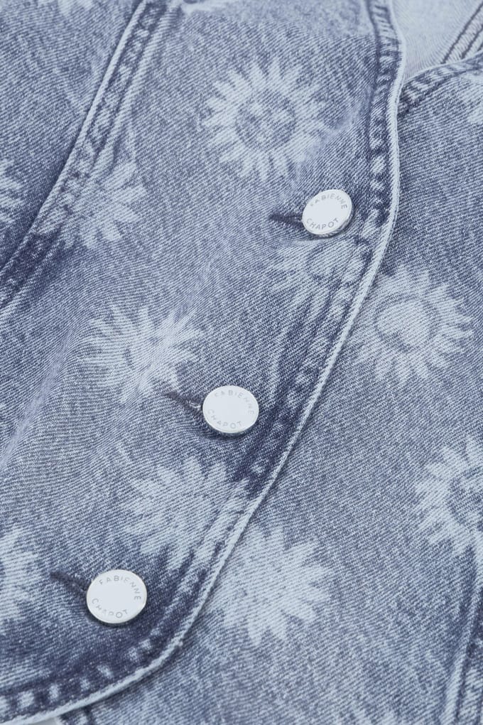 Fabienne Chapot Gigi Denim Gilet Mid Blue Printed Maat: 40 | Gilets Outlet | Dames | Blauw
