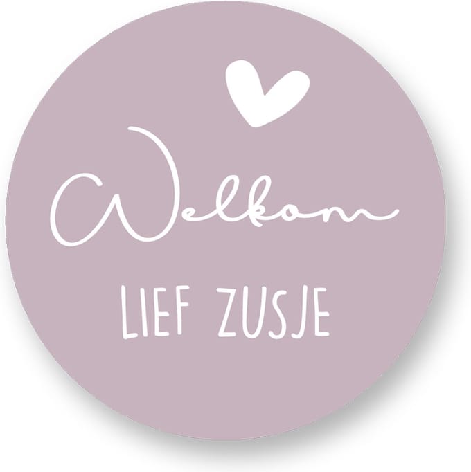 25x Sluitsticker -Sluitzegel Welkom lief zusje Mauve - Sluitstickers Pimp Studio