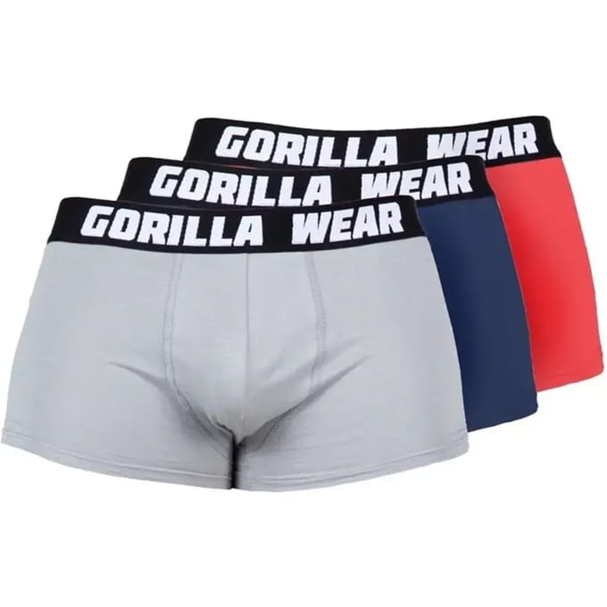 Gorilla Wear Boxershorts 3-Pack - Grijs / Blauw / Rood - S