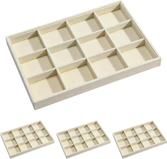 Sieradenlade Organizer - Opbergbak - Sieraden Sorteren - Stapelbaar Ontwerp - 4 stuks - Beige