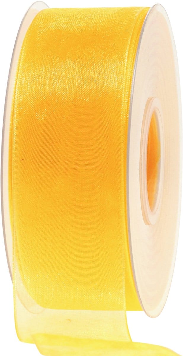 Organza lint cadeaulint geel lint zelfkant 40mm 50m