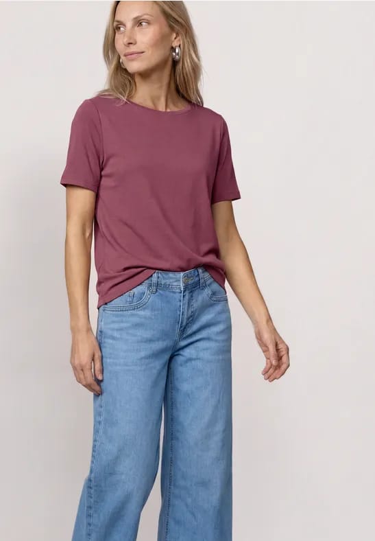 Basic Shirt met ronde hals in Unifarbe