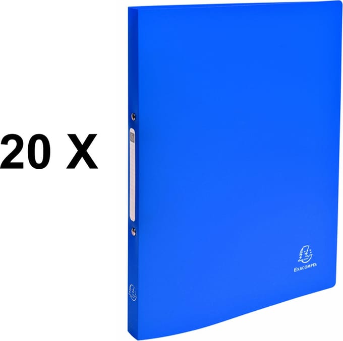 20 x Ringmap Exacompta A4 2-rings O-mech 15mm PP blauw