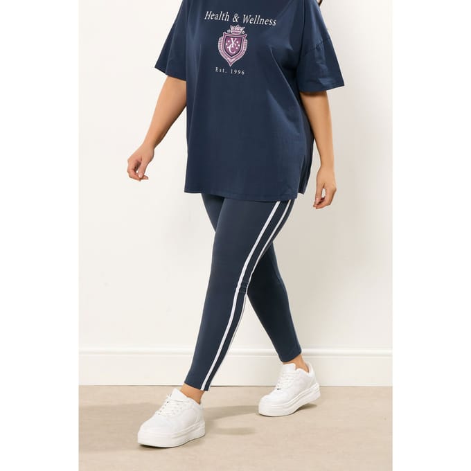 Yours Active Marineblauwe Legging Met Zijstreep Size 44