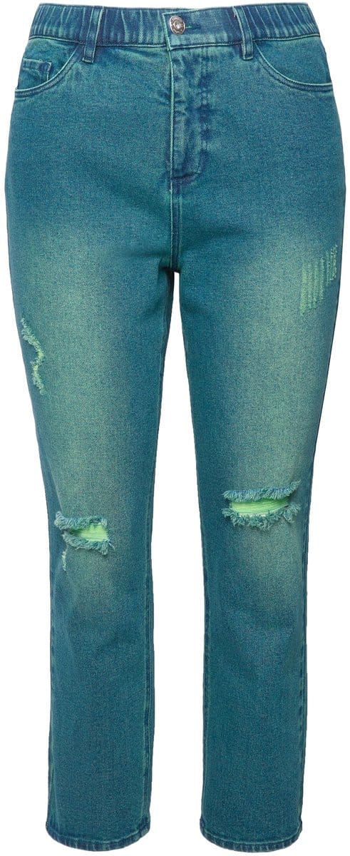 Studio Untold - Dames - Mom jeans wide legs neon destroyed 5-pocket - Blauw denim - Maat 42