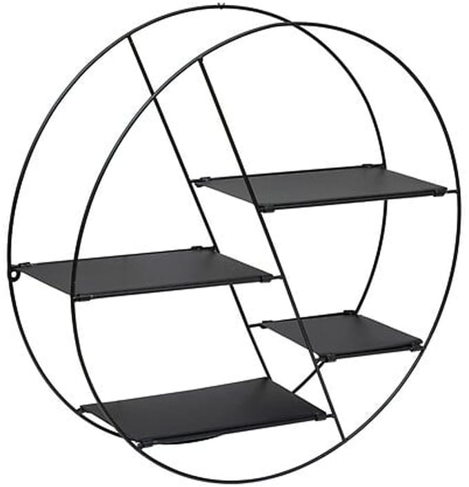 Atmosphera Wandplankjes - zwart - metaal - rond - 4 plankjes - D50 x 13 cm