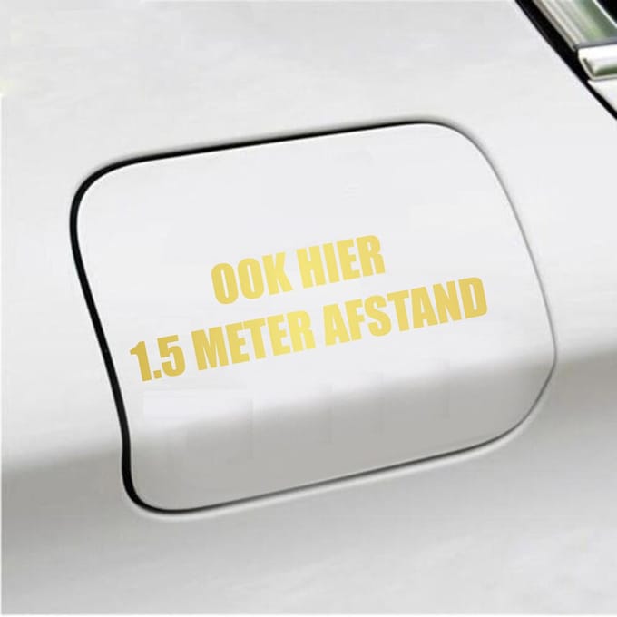 Bumpersticker - Ook Hier 1,5 Meter Afstand - 4,2 X 14,8 - Goud