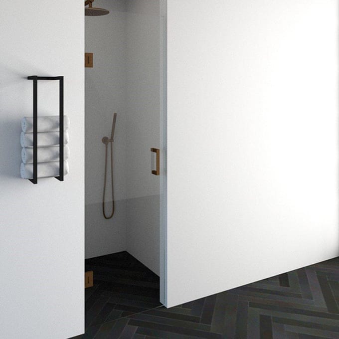 Saniclass Create Douchedeur - 60x200cm - profielloos - antikalk - 8mm veiligheidsglas - koper