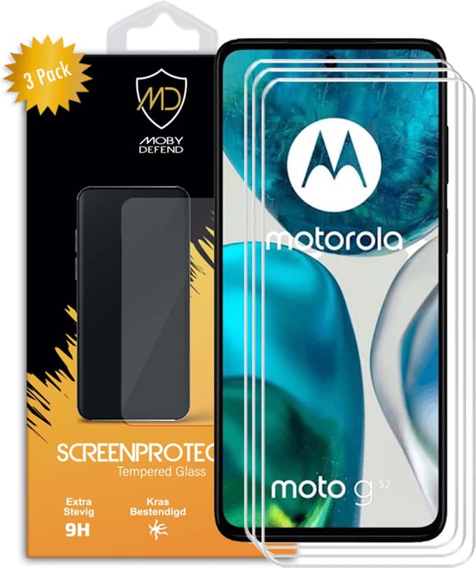 3-Pack MobyDefend Screenprotectors - Geschikt voor Motorola Moto G52 - Case-Friendly Screensaver - Gehard Glas