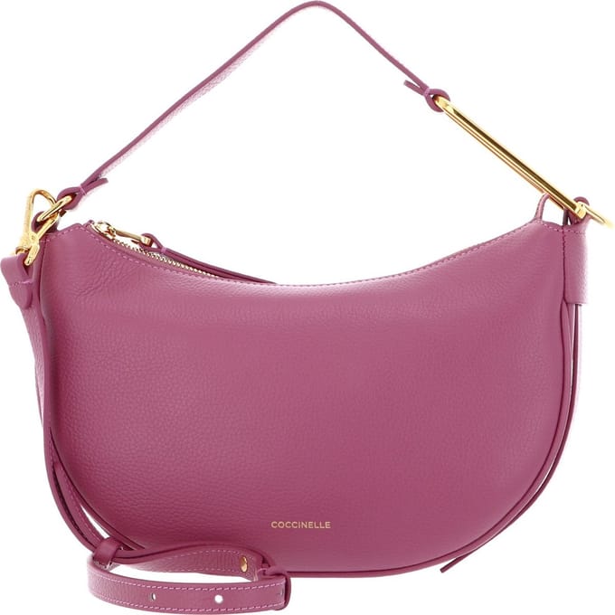 COCCINELLE Leren Schoudertas Priscilla Handbag Grained Leather Pulp Pink Paars