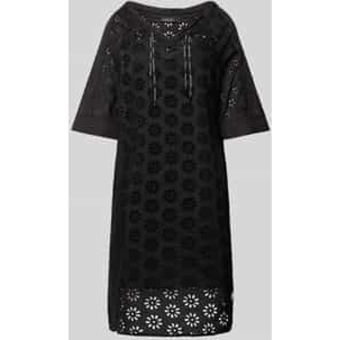 Knielange jurk met broderie anglaise
