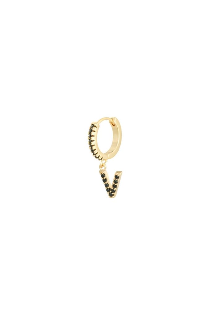 Oorbellen Letter V Zwart Copper